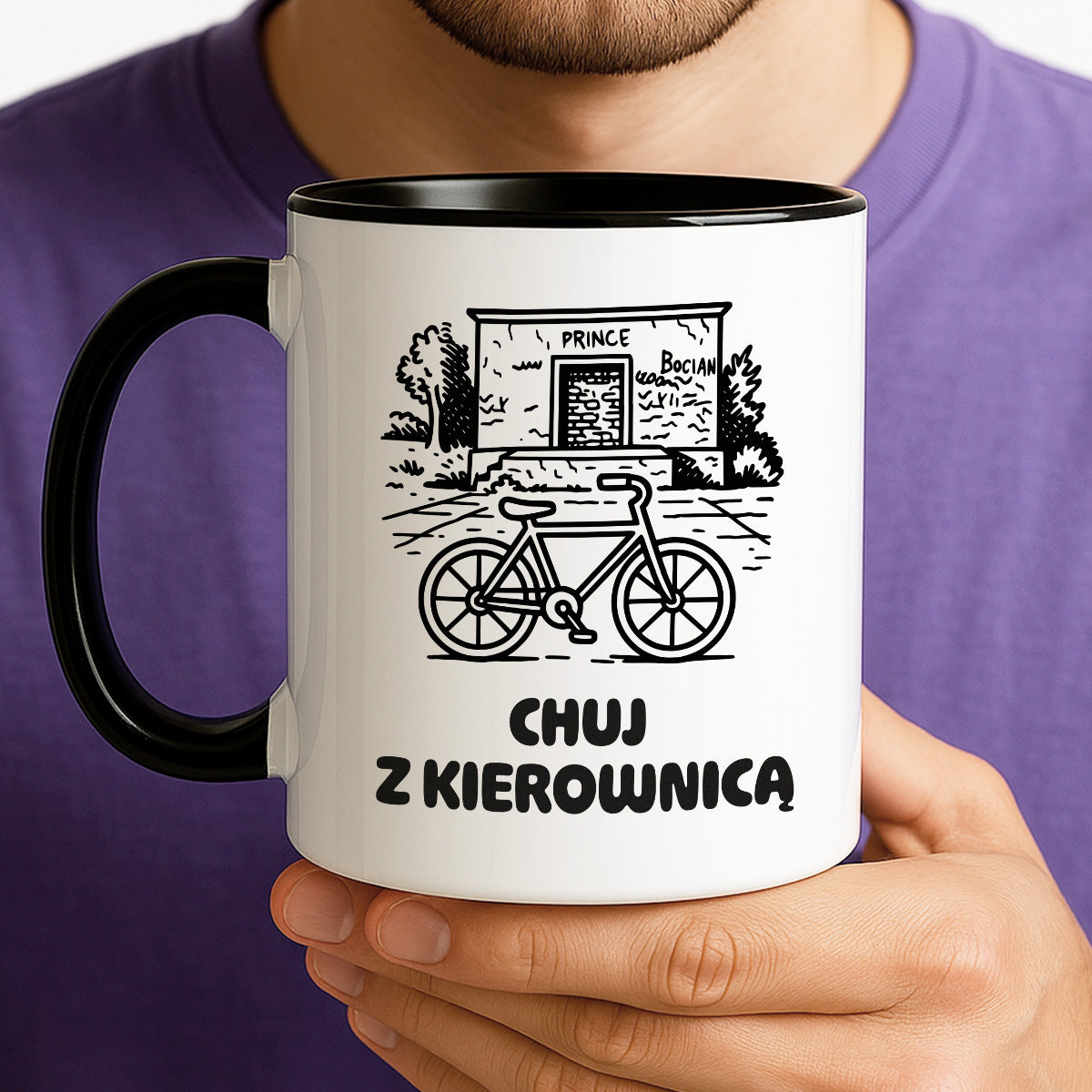 Kubek z nadrukiem - HITY POLSKIEGO INTERNETU - PAWEŁ JUMPER - "Chuj z kierownicą"