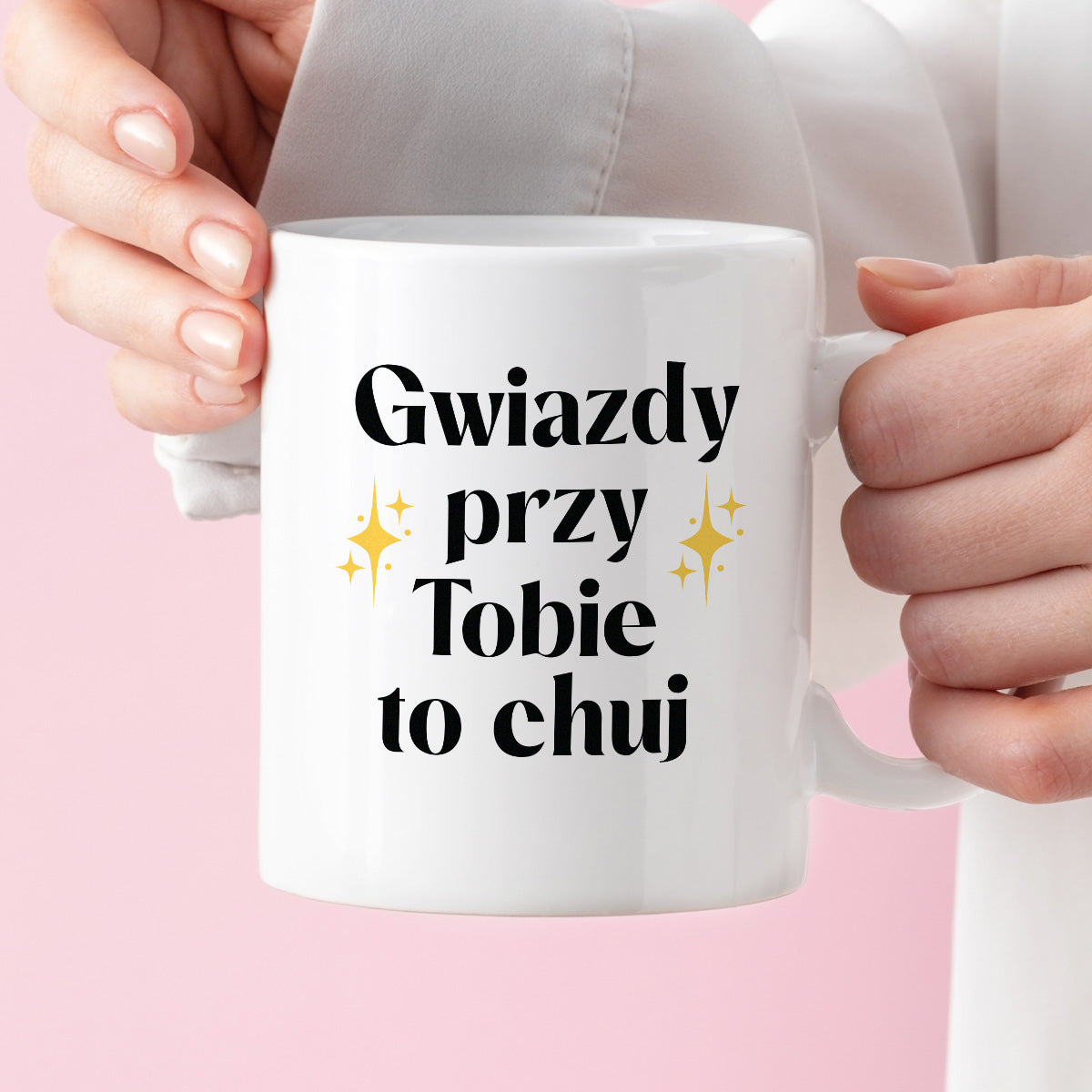 Kubek z nadrukiem "Gwiazdy przy Tobie to chuj"
