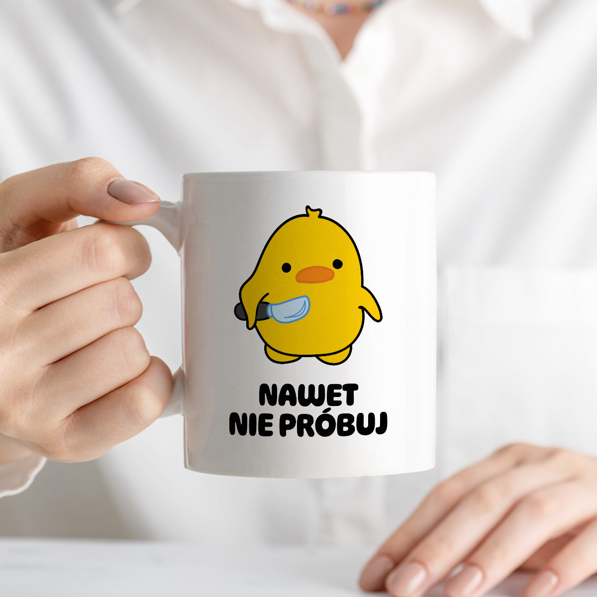 Kubek z nadrukiem - "Nawet nie próbuj"
