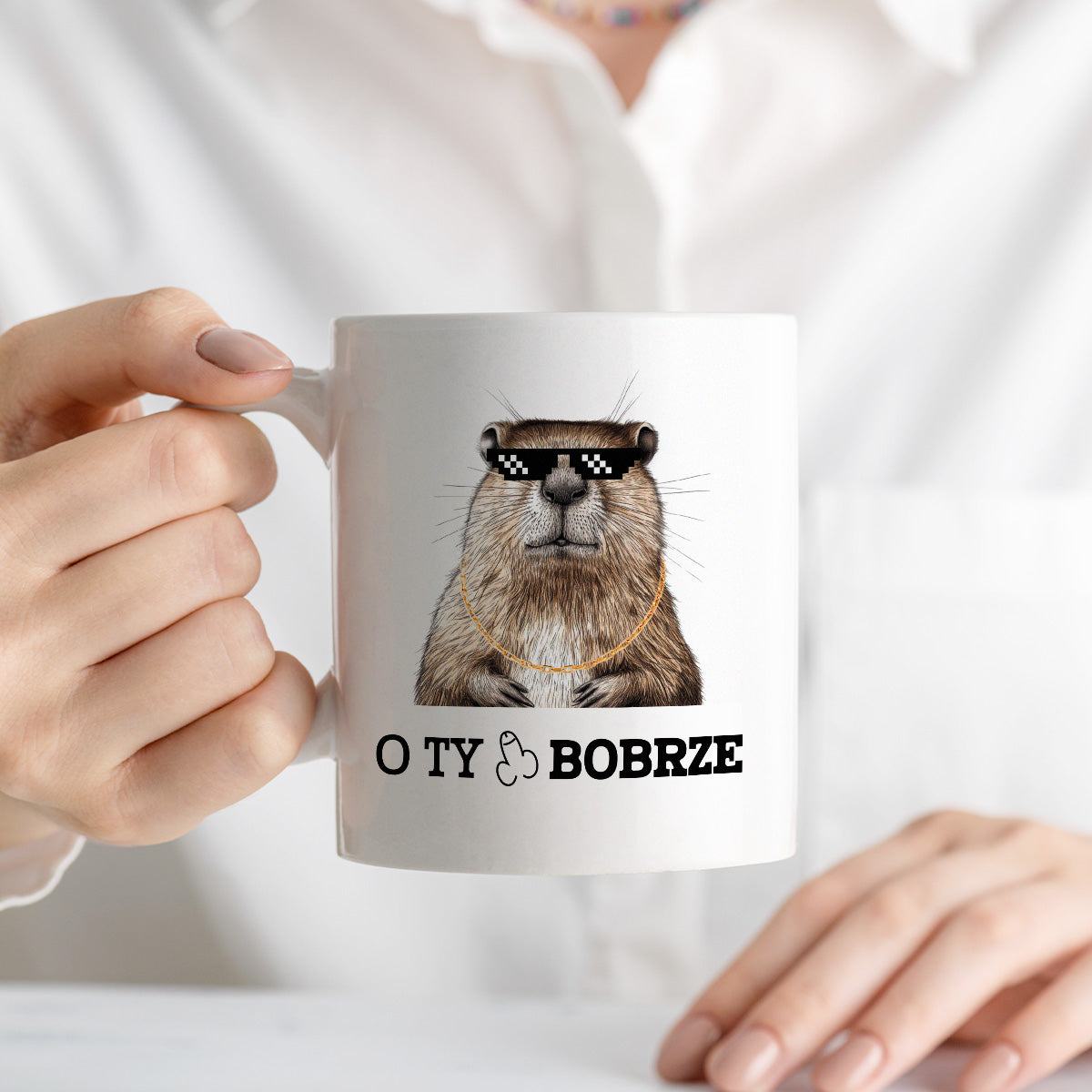 Kubek z nadrukiem "O Ty ch*ju bobrze"