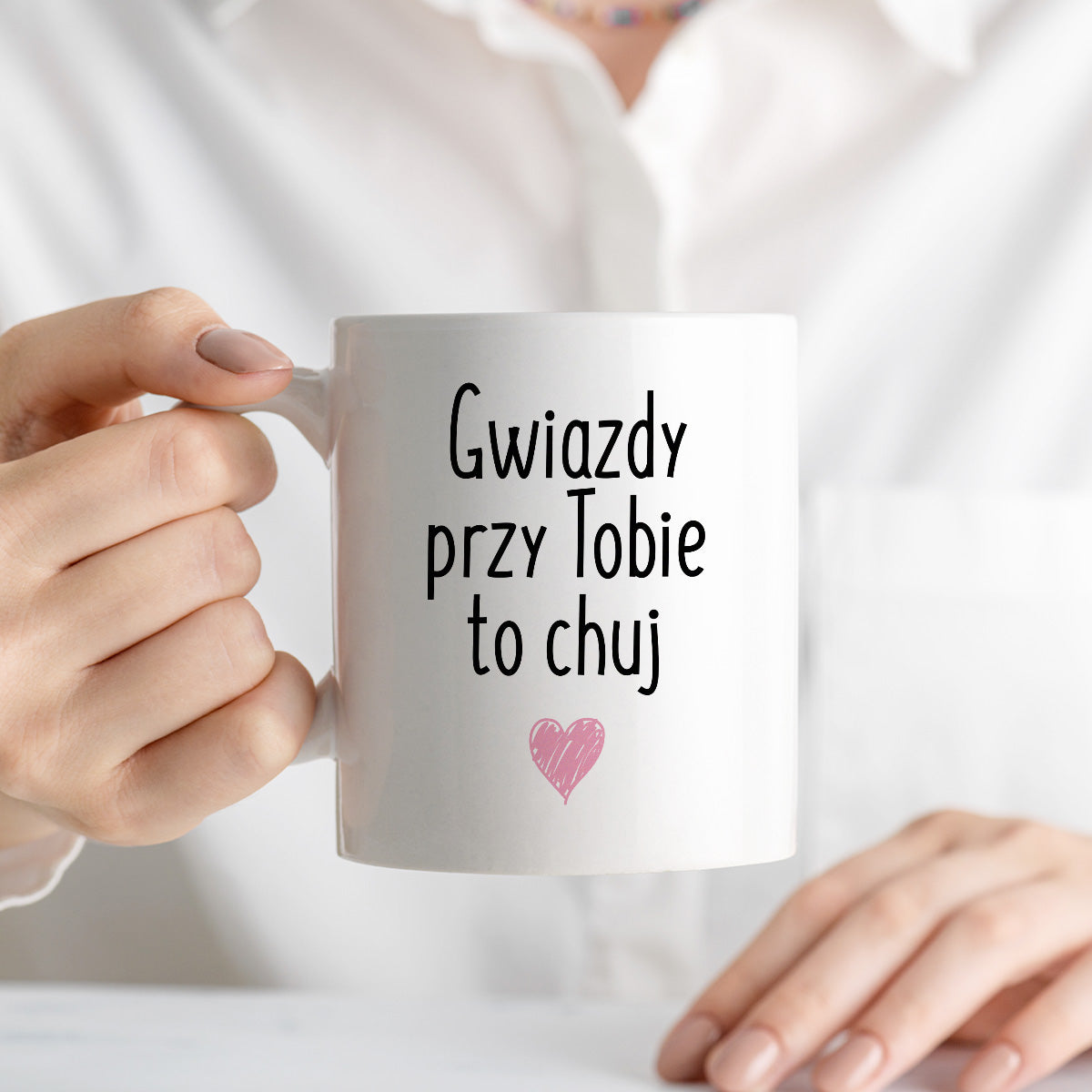 Kubek z nadrukiem "Gwiazdy przy Tobie to chuj"