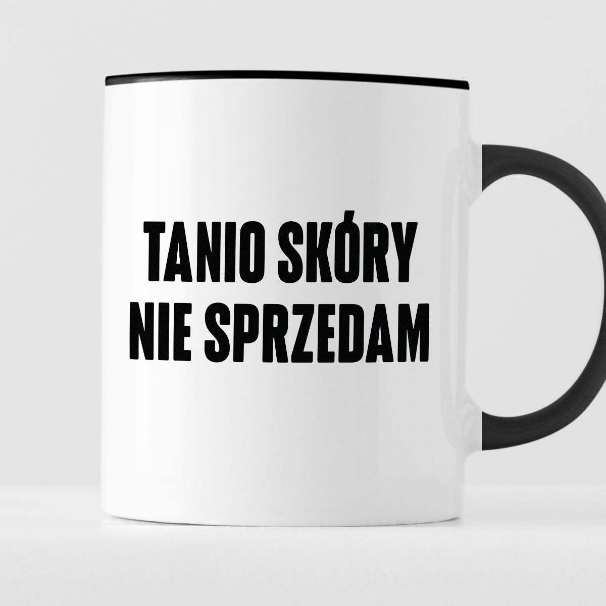 Kubek z nadrukiem "Tanio skóry nie sprzedam" cytat M. Pudzianowski