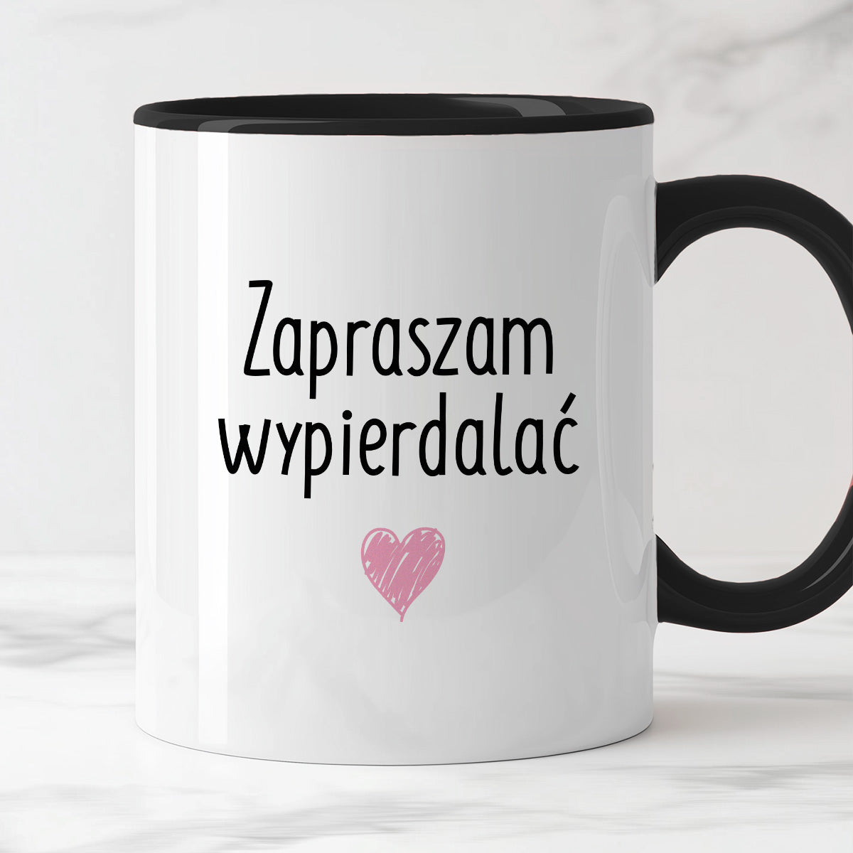 Kubek z nadrukiem "Zapraszam wypierdalać <3"