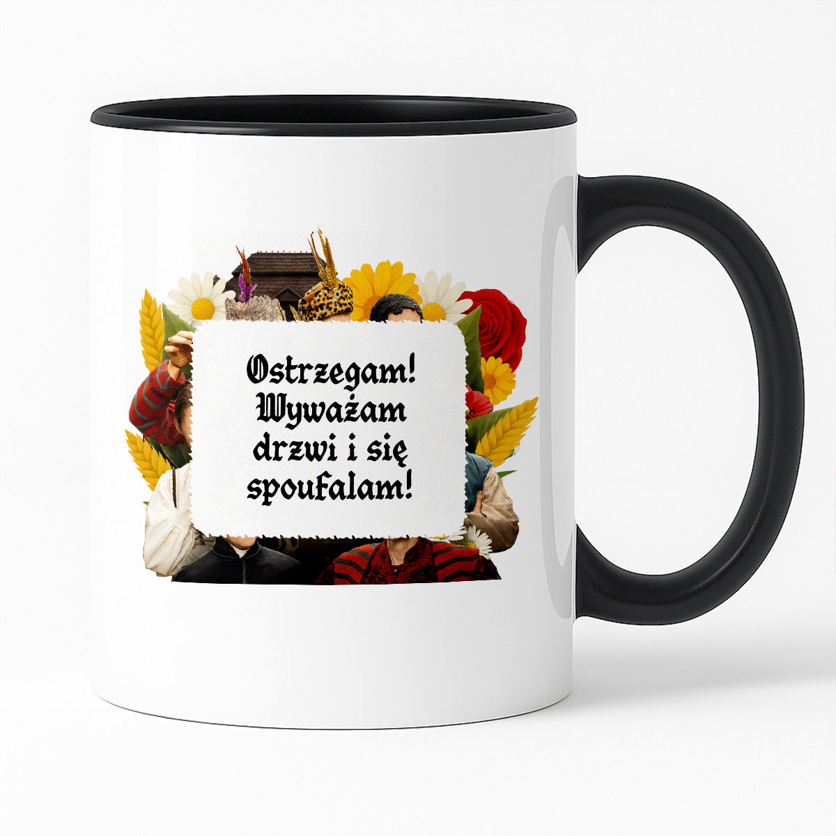 Kubek z nadrukiem "Ostrzegam! Wyważam drzwi i się spoufalam!" NOWE 1670