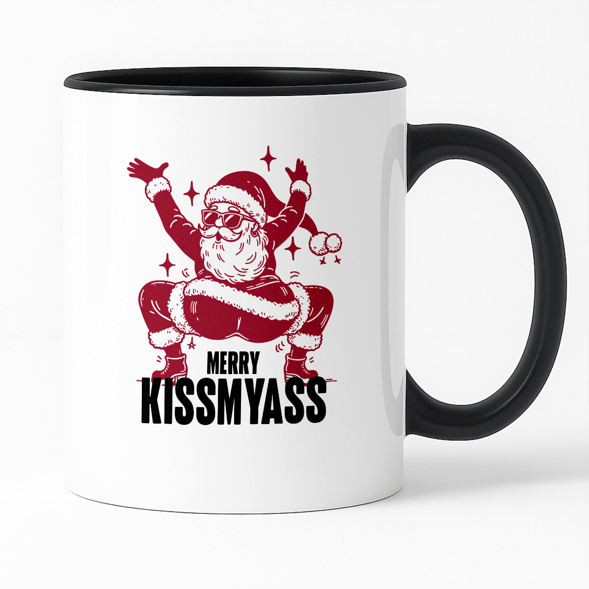 Kubek świąteczny z ✨slay✨ Mikołajem "Merry kissmyass"