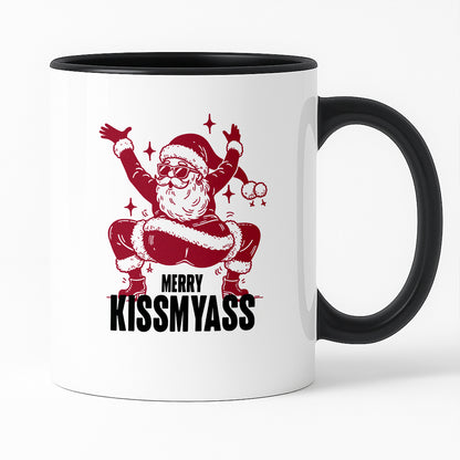 Kubek świąteczny z ✨slay✨ Mikołajem "Merry kissmyass"