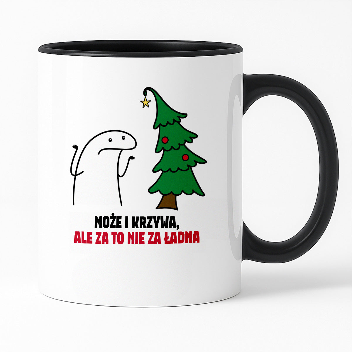 Kubek świąteczny mem "Może i krzywa, ale za to nie za ładna"