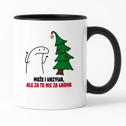 Kubek świąteczny mem "Może i krzywa, ale za to nie za ładna"