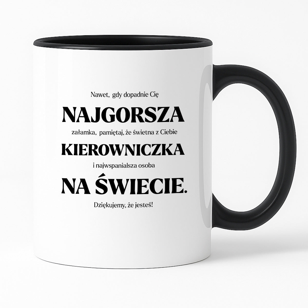 Kubek z nadrukiem - "NAJGORSZA KIEROWNICZKA NA ŚWIECIE (ale jednak nie 🥰)"