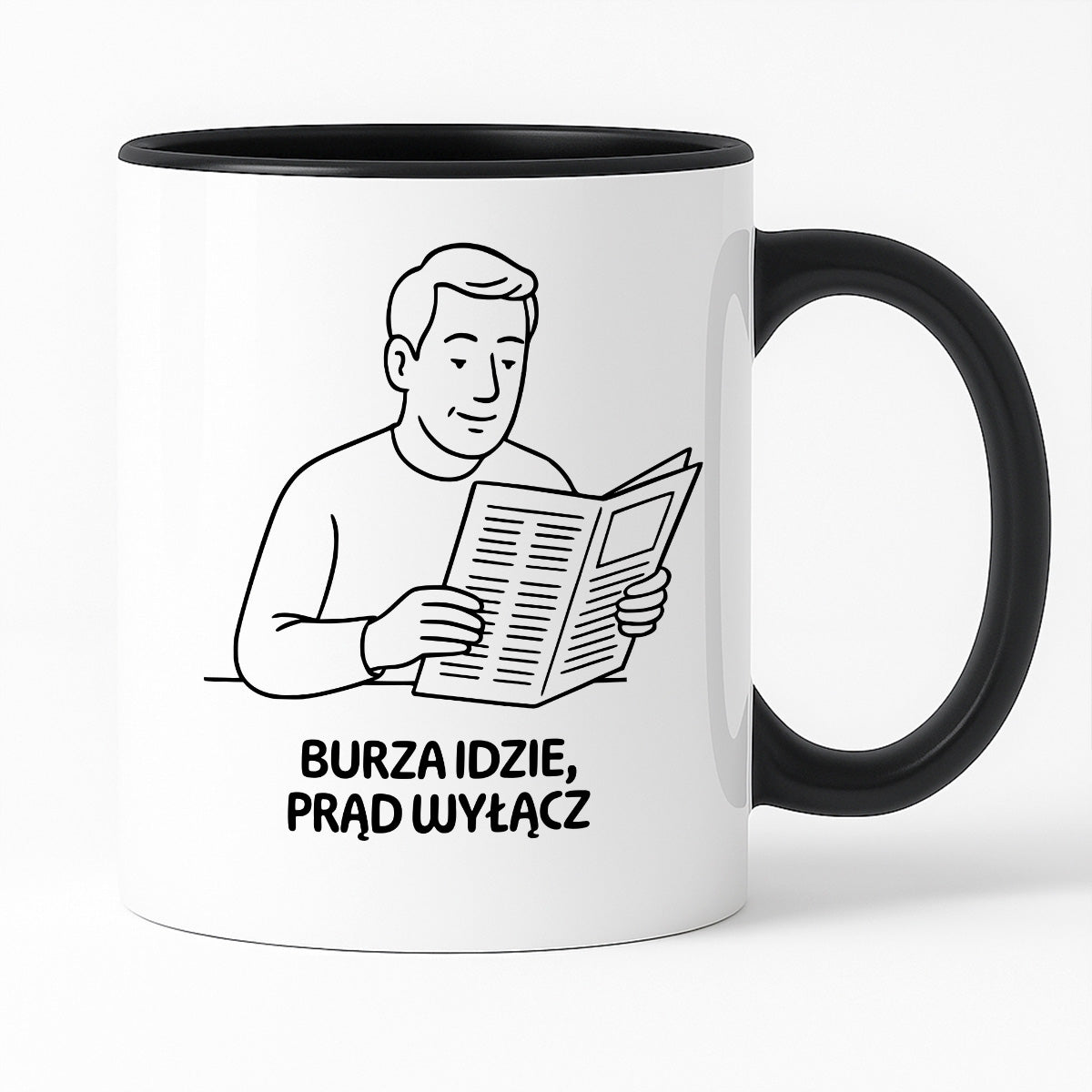 Kubek z nadrukiem "Burza idzie, prąd wyłącz" - Cytaty TATY - DZIEŃ TATY