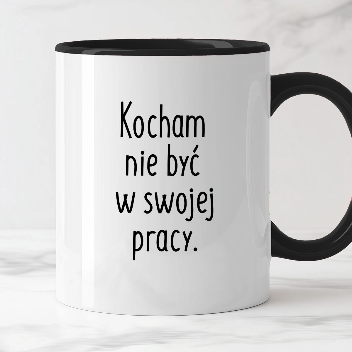 Kubek z nadrukiem "Kocham nie być w swojej pracy"