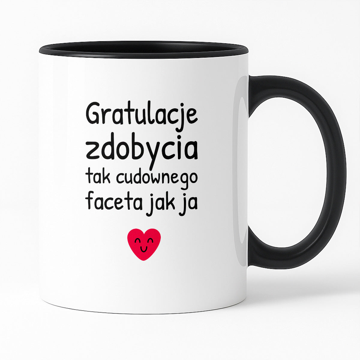 Kubek z nadrukiem - "Gratulacje zdobycia tak cudownego faceta jak ja"