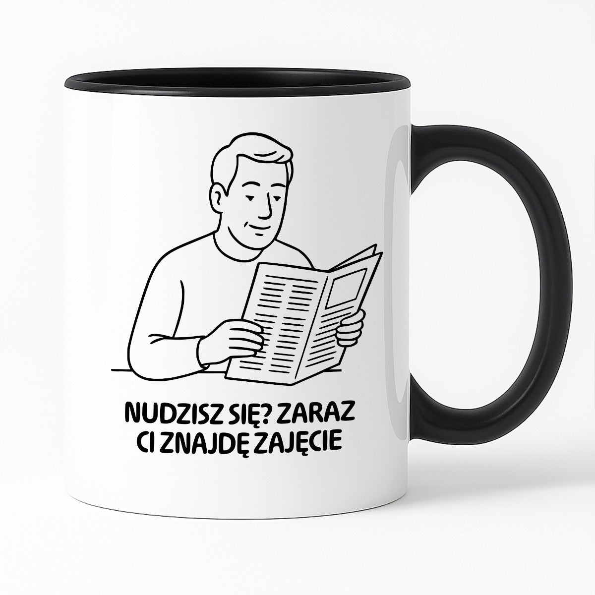 Kubek z nadrukiem "Nudzisz się? Zaraz Ci znajdę zajęcie" - Cytaty TATY - DZIEŃ TATY