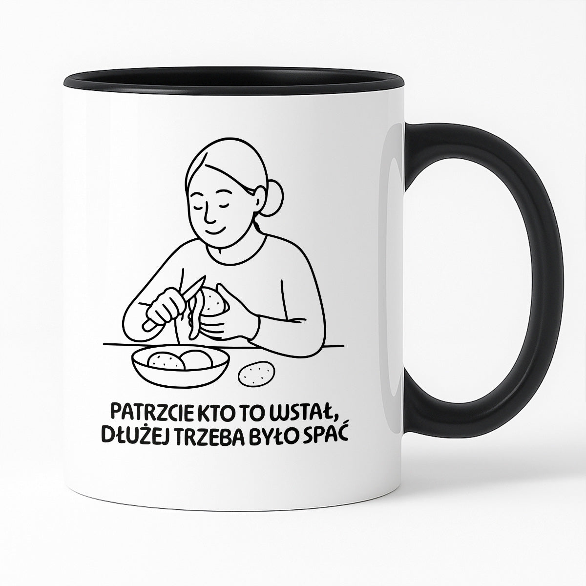 Kubek z nadrukiem "Patrzcie kto to wstał, dłużej trzeba było spać" - Cytaty MAMY - DZIEŃ MAMY