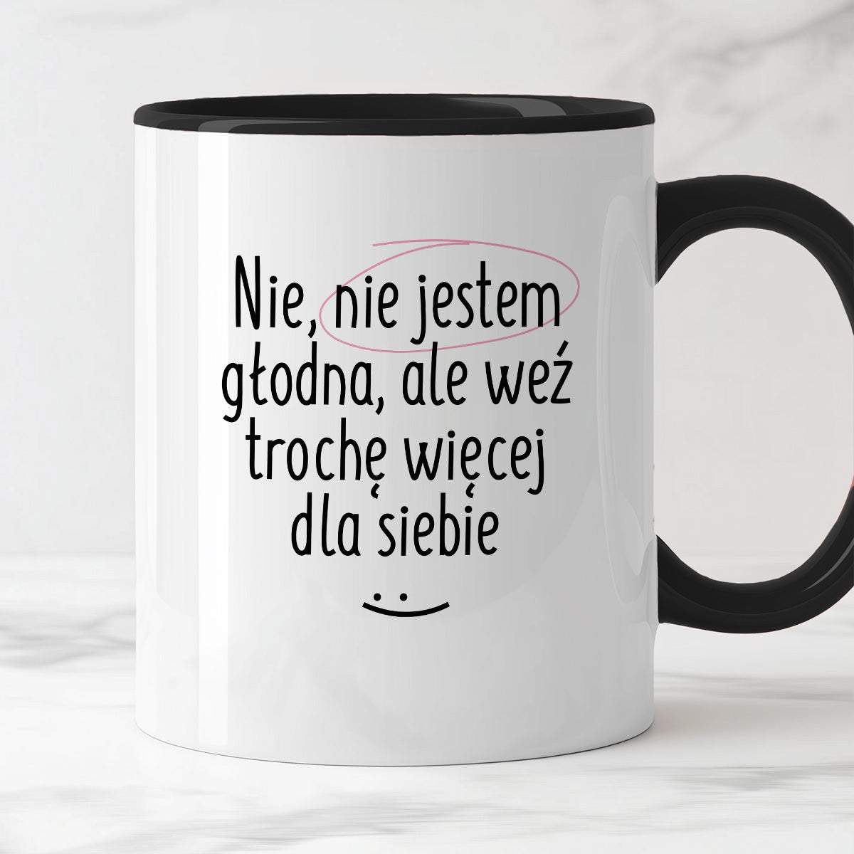 Kubek z nadrukiem "Nie jestem głodna, ale weź trochę więcej dla siebie