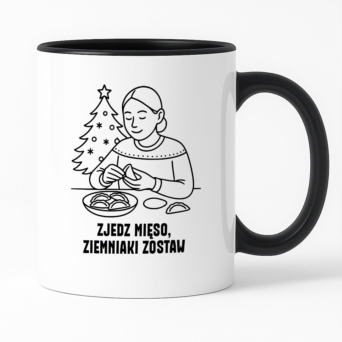 Kubek świąteczny z cytatem MAMY - "Zjedz mięso, ziemniaki zostaw"