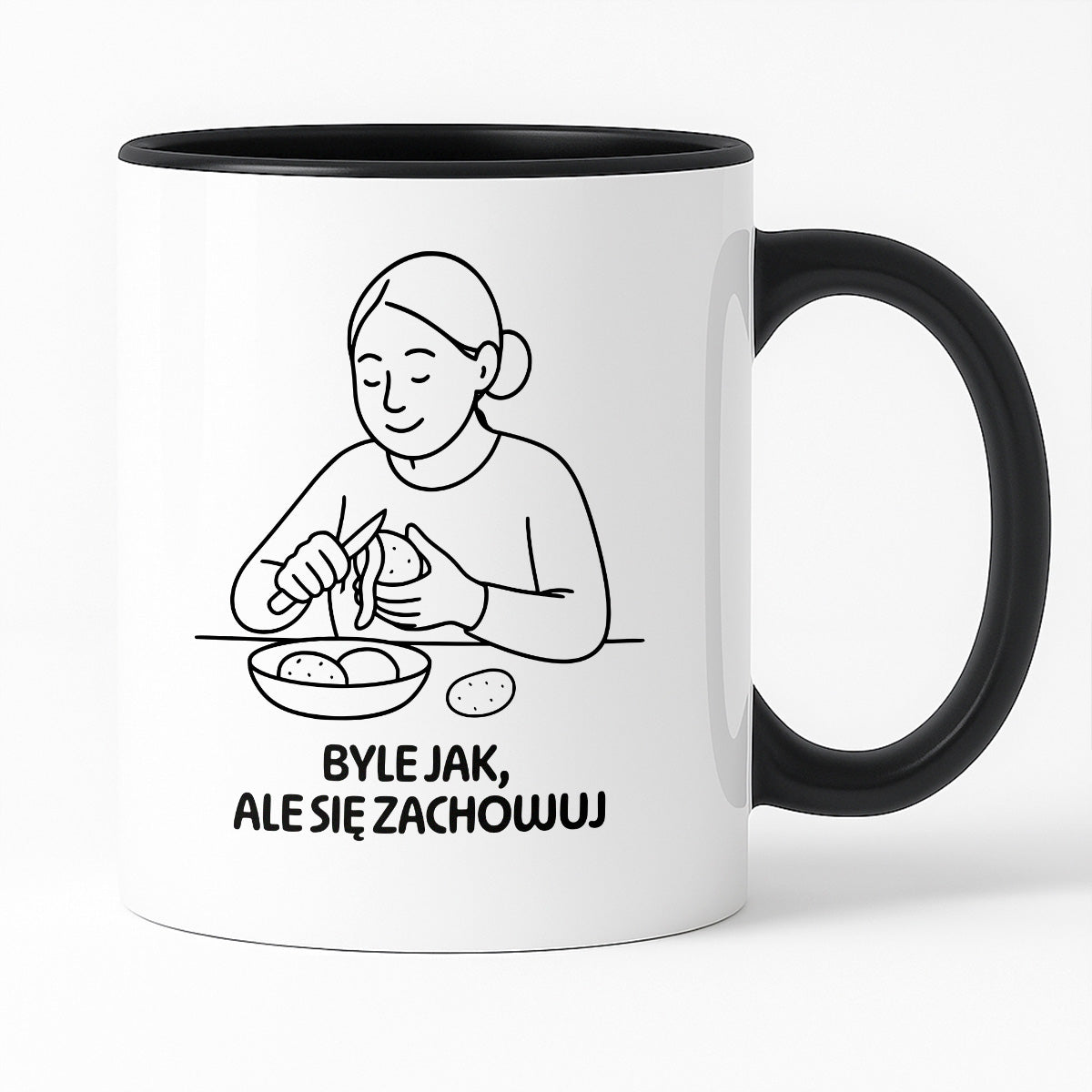 Kubek z nadrukiem "Byle jak, ale się zachowuj" - Cytaty MAMY - DZIEŃ MAMY