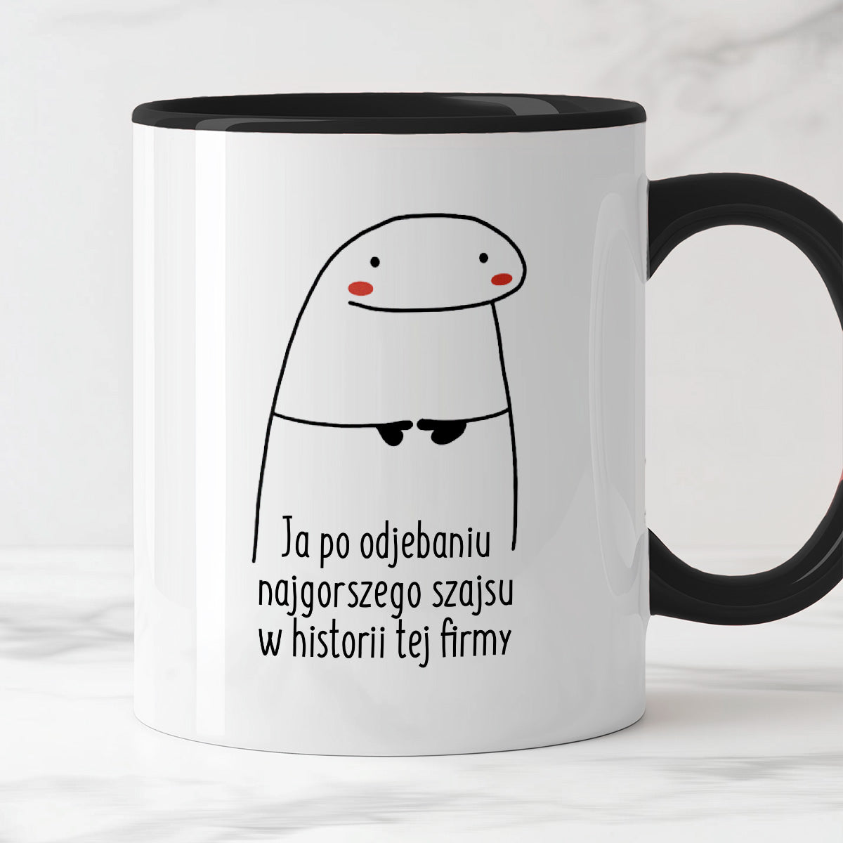 Kubek z nadrukiem "Ja po odjebaniu najgorszego szajsu w historii tej firmy"