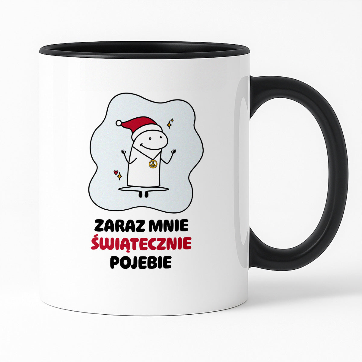 Kubek świąteczny mem "Zaraz mnie świątecznie pojebie"