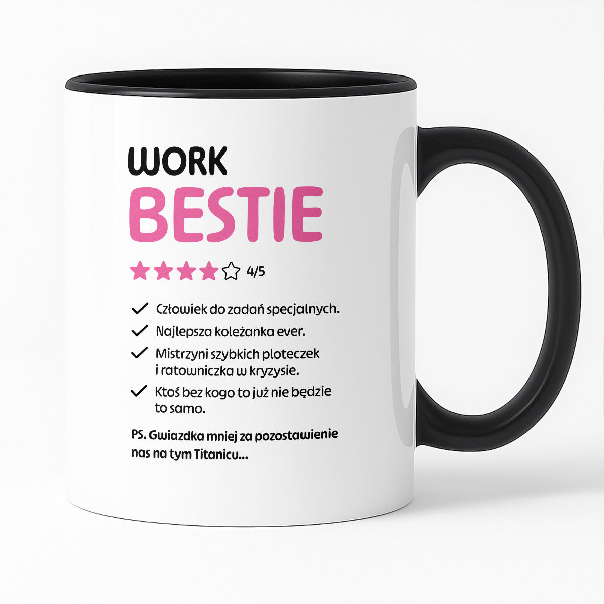 Kubek z nadrukiem "Work Bestie" na odejście z pracy