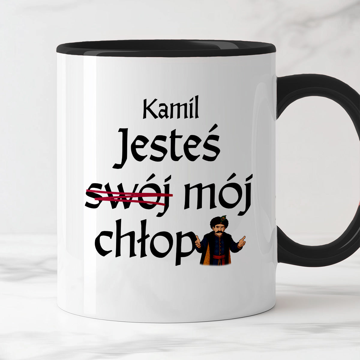Kubek z nadrukiem "Jesteś (swój) mój chłop" SPERSONALIZOWANY v2