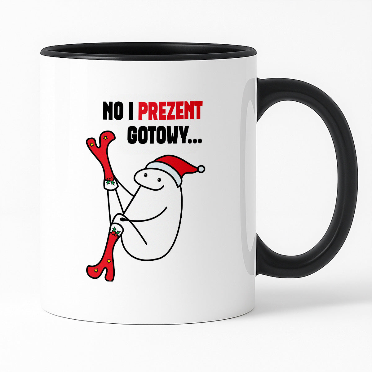 Kubek świąteczny mem "No i prezent gotowy"