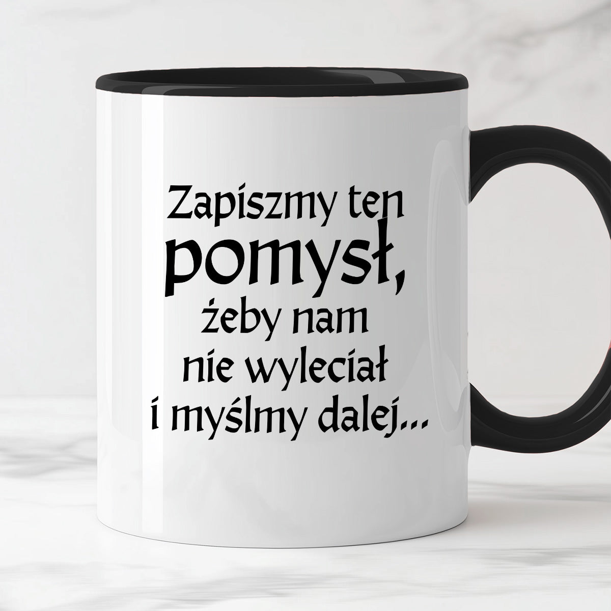 Kubek z nadrukiem "Zapiszmy ten pomysł i myślmy dalej" v2