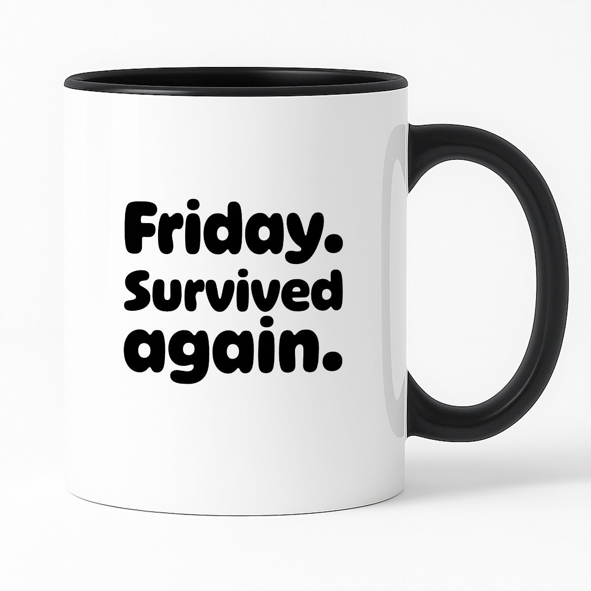 Kubek z nadrukiem "Friday. Survived again"