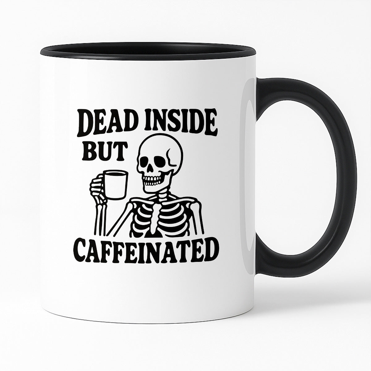 Kubek z nadrukiem "Dead inside but caffeinated"