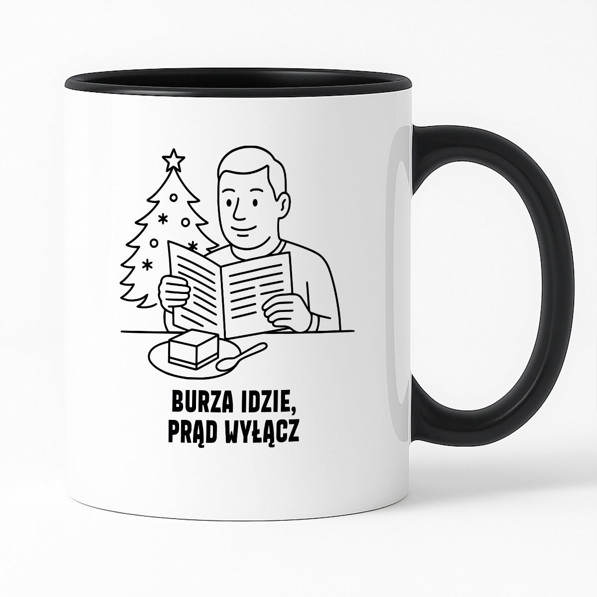 Kubek świąteczny z cytatem TATY - "Burza idzie, prąd wyłącz"