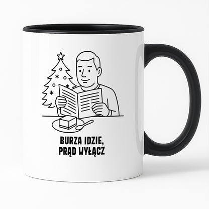 Kubek świąteczny z cytatem TATY - "Burza idzie, prąd wyłącz"