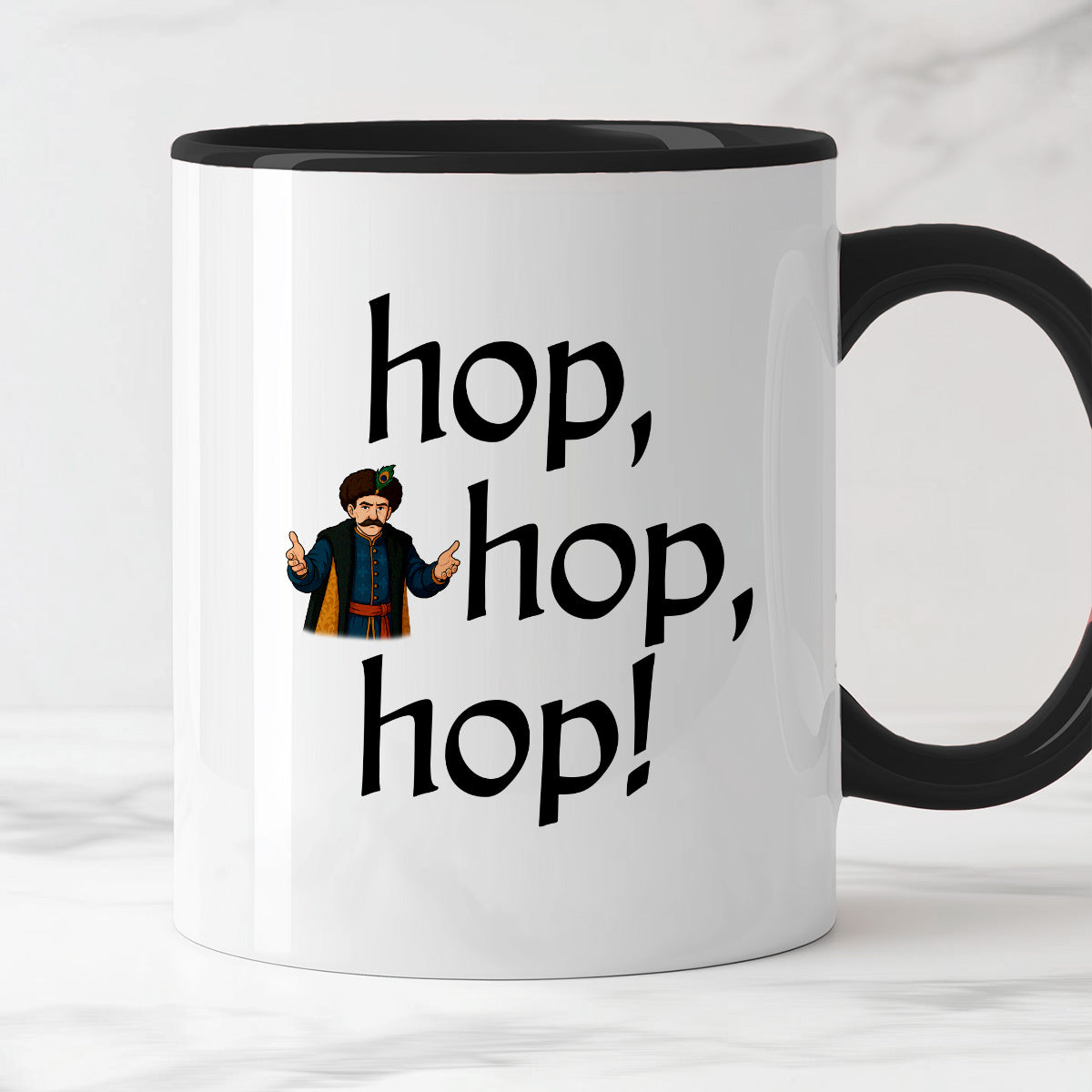 Kubek z nadrukiem "hop, hop, hop!" v2