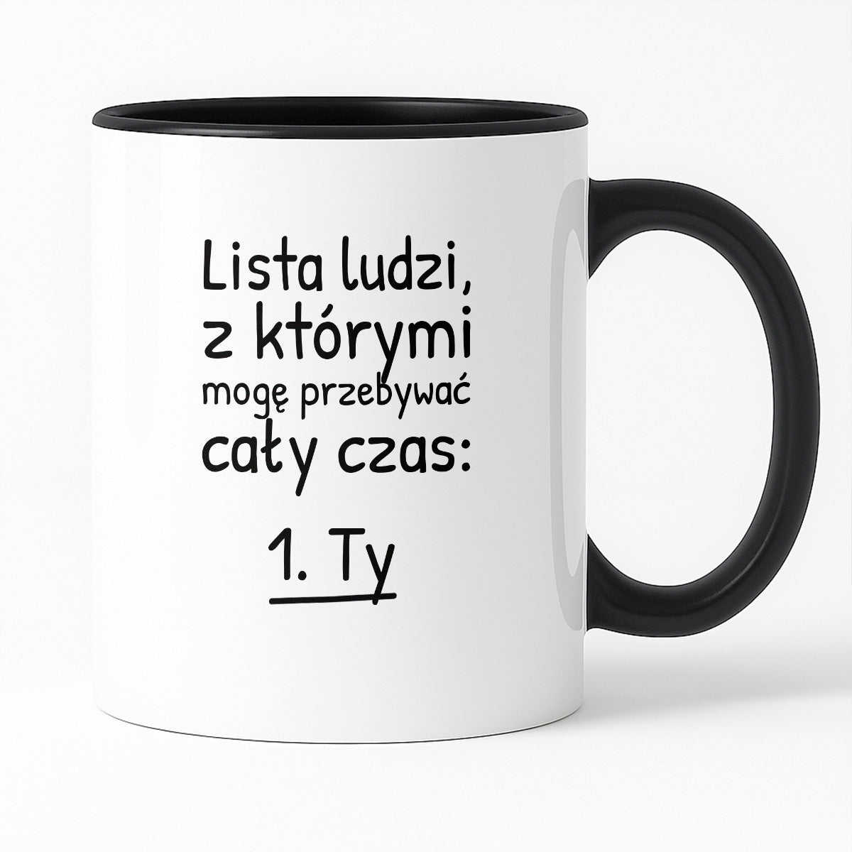 Kubek z nadrukiem - "Lista ludzi, z którymi mogę przebywać cały czas"