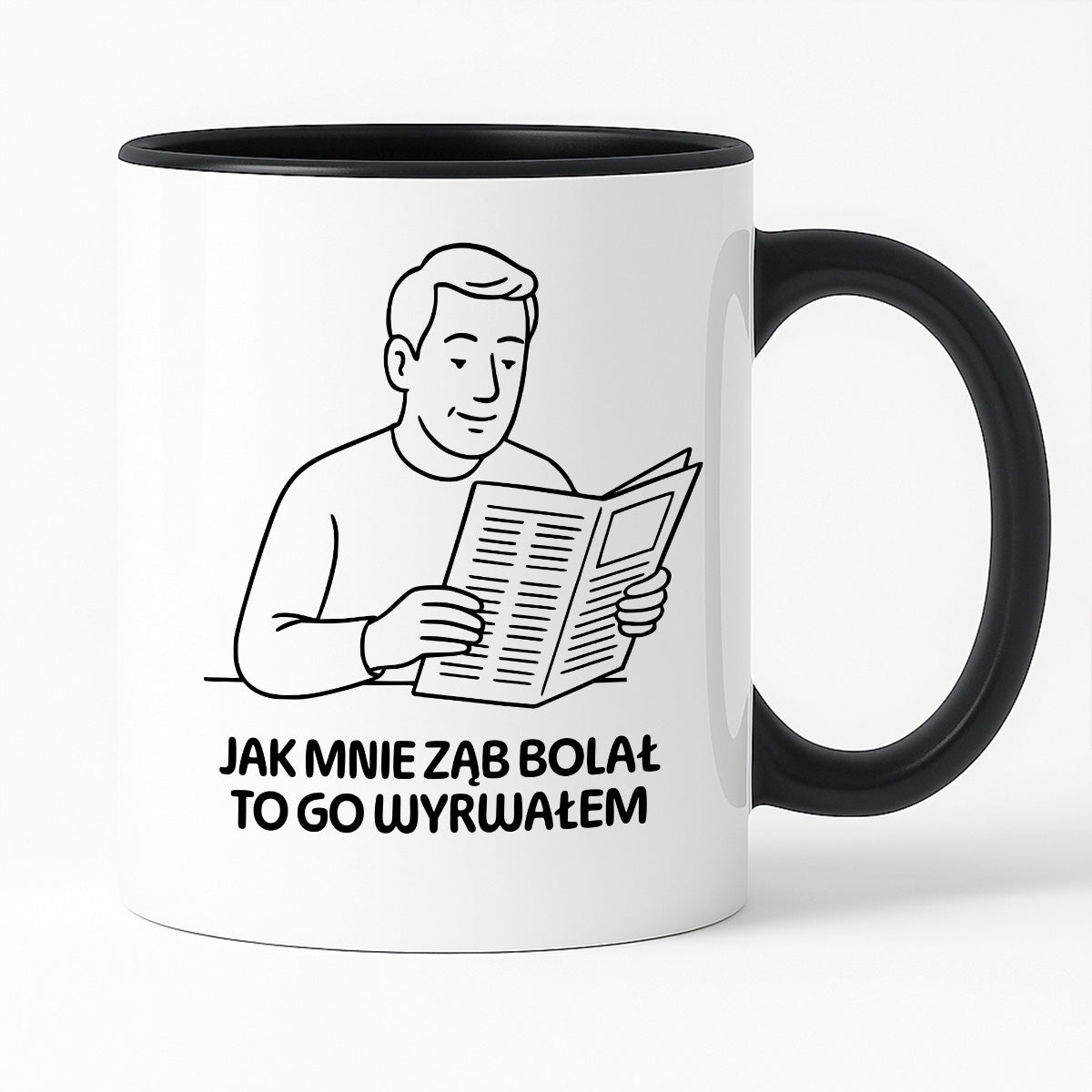 Kubek z nadrukiem "Jak mnie ząb bolał to go wyrwałem" - Cytaty TATY - DZIEŃ TATY
