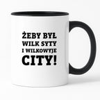 Kubek z nadrukiem - "Żeby był wilk syty i Wilkowyje City"