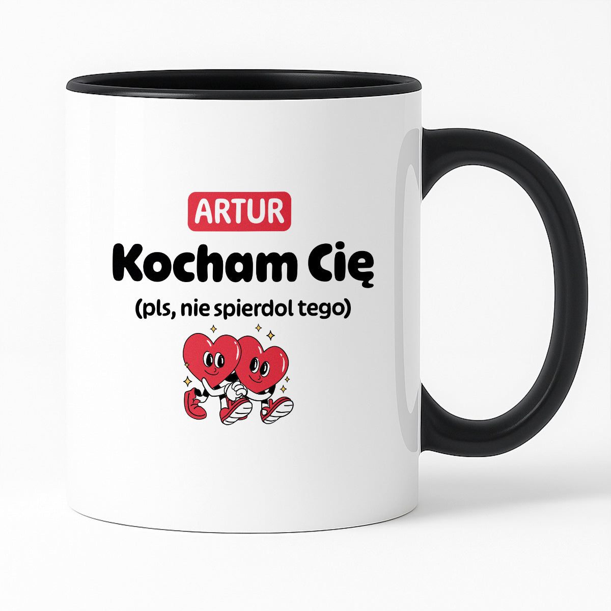 Kubek spersonalizowany z IMIENIEM "Kocham Cię (pls, nie spierdol tego)" I