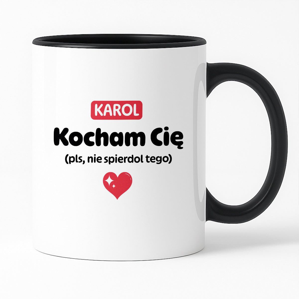 Kubek spersonalizowany z IMIENIEM "Kocham Cię (pls, nie spierdol tego)" II