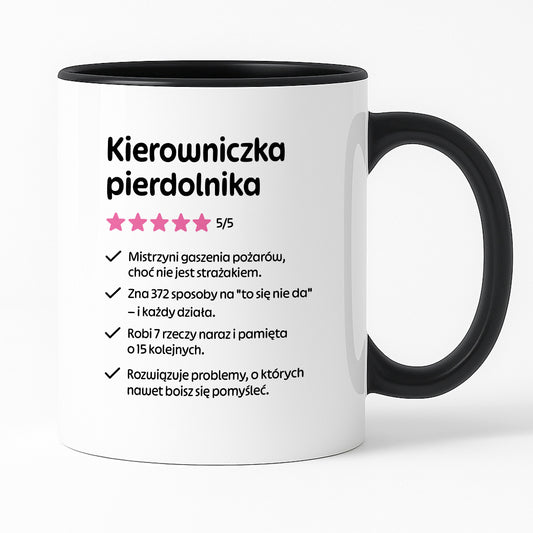 Kubek z nadrukiem "Kierowniczka pierdolnika"
