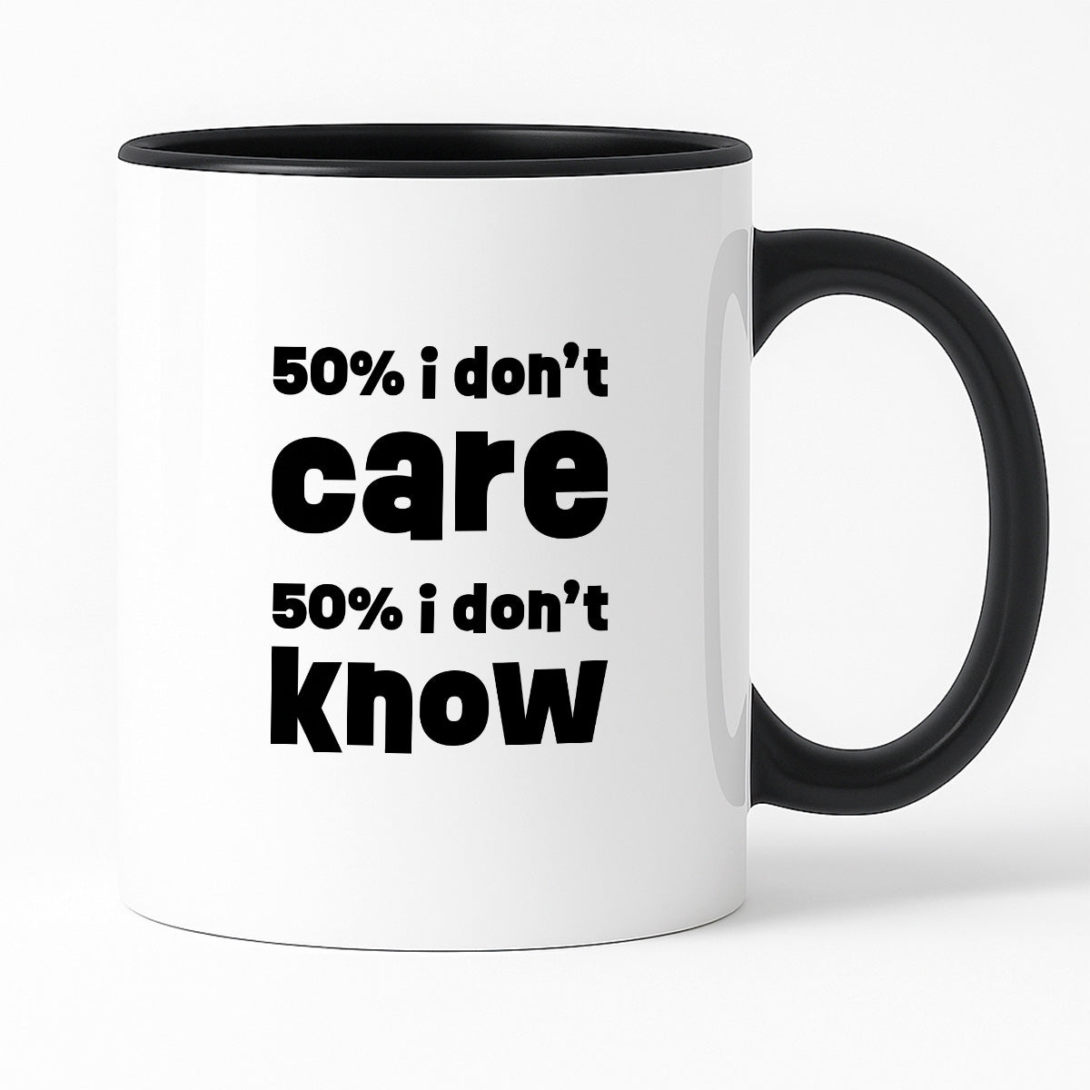 Kubek z nadrukiem "50% i don't care 50% i don't know"