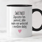 Kubek z nadrukiem "Świetnie! Zapiszmy ten pomysł, żeby nam nie wylecia