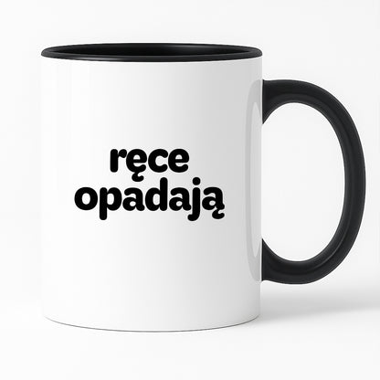 Kubek z nadrukiem - "ręce opadają"