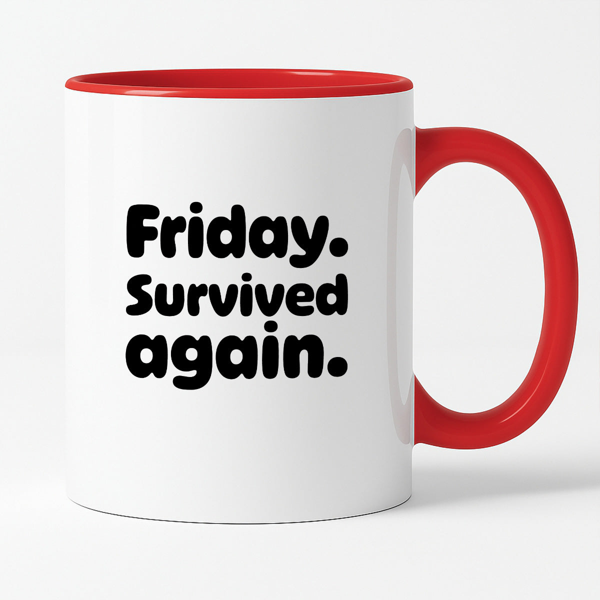 Kubek z nadrukiem "Friday. Survived again"