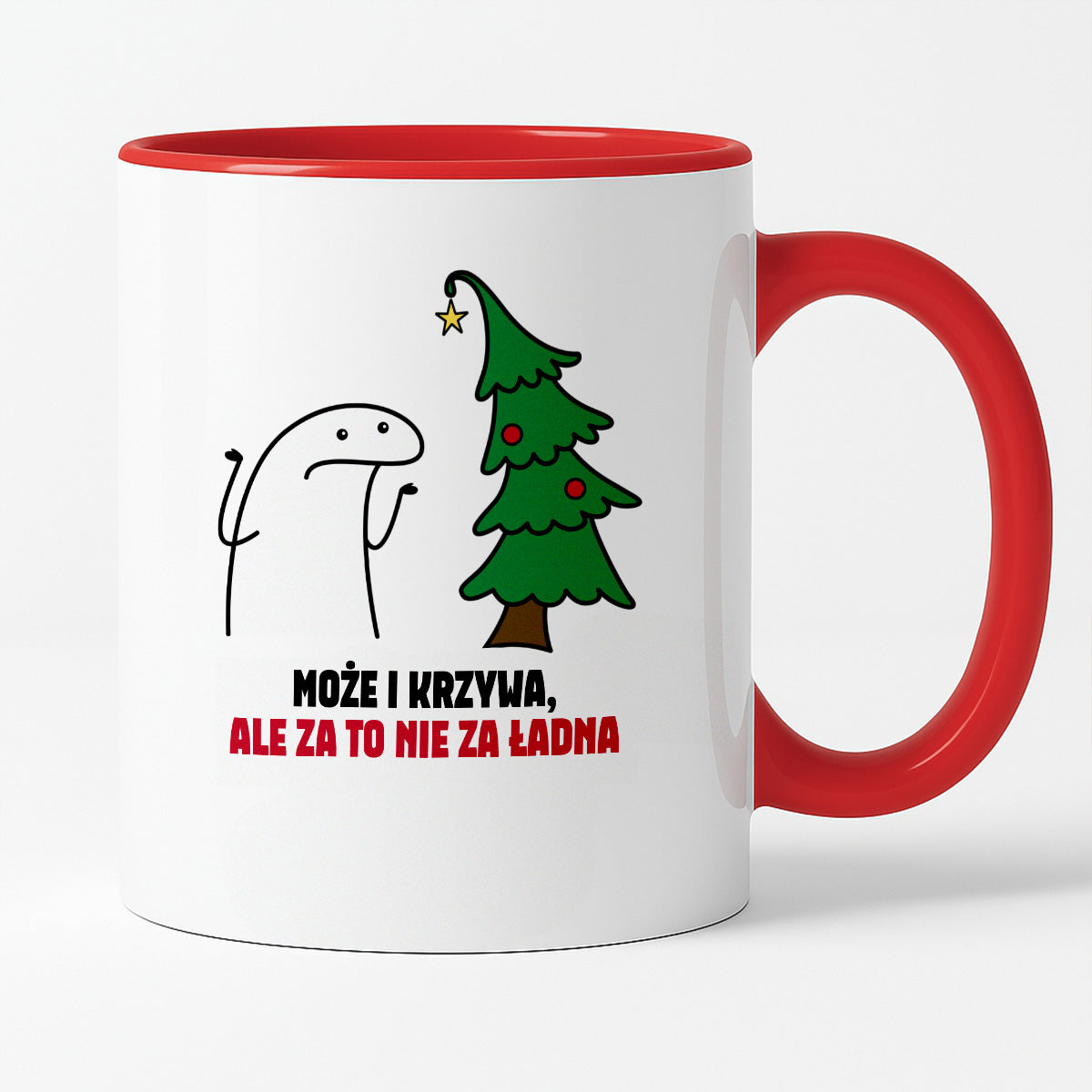 Kubek świąteczny mem "Może i krzywa, ale za to nie za ładna"
