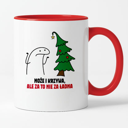 Kubek świąteczny mem "Może i krzywa, ale za to nie za ładna"