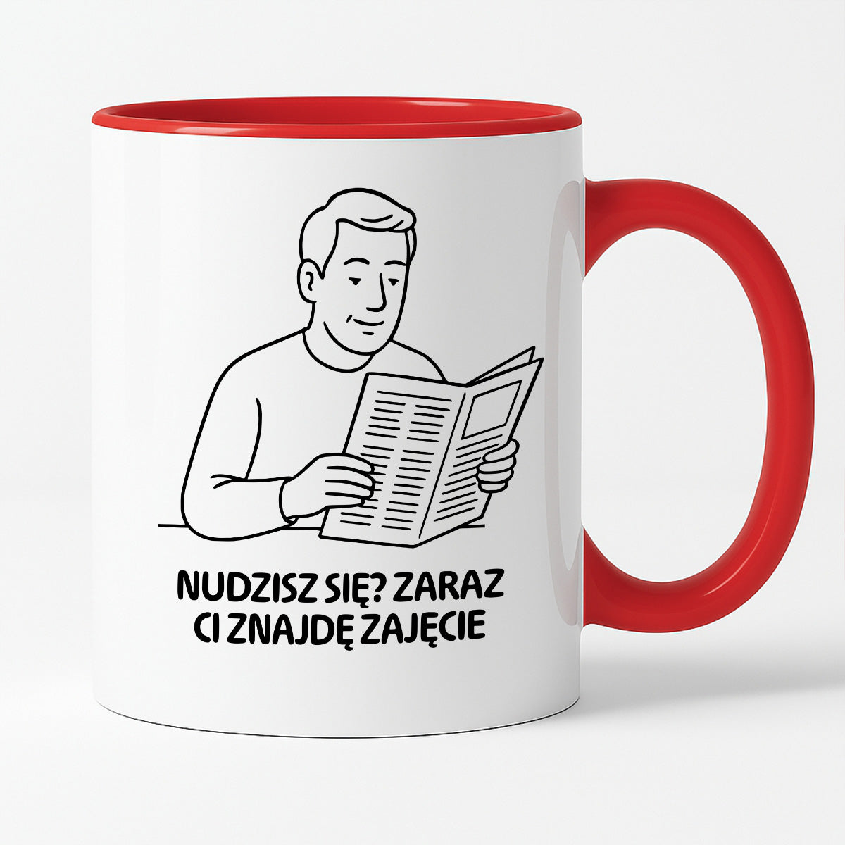 Kubek z nadrukiem "Nudzisz się? Zaraz Ci znajdę zajęcie" - Cytaty TATY - DZIEŃ TATY
