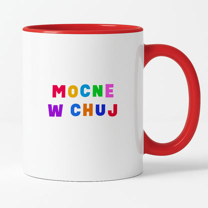 Kubek z kolorowym nadrukiem "mocne w chuj"