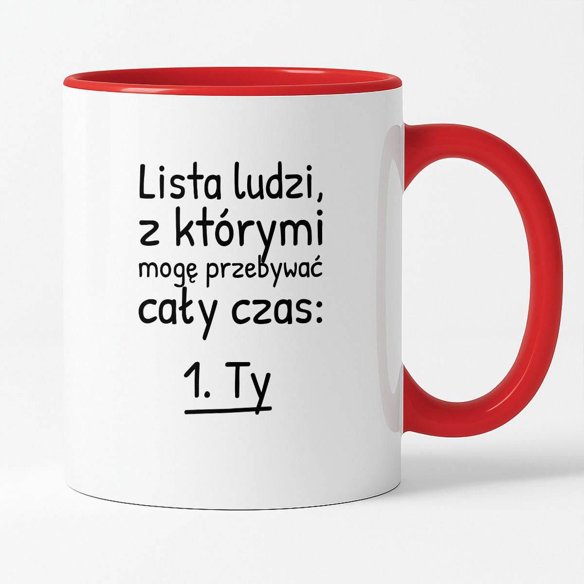 Kubek z nadrukiem - "Lista ludzi, z którymi mogę przebywać cały czas"