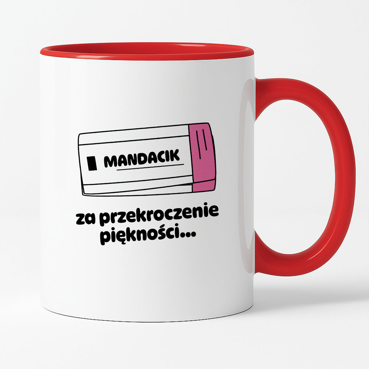Kubek z nadrukiem "Mandacik za przekroczenie prędkości"