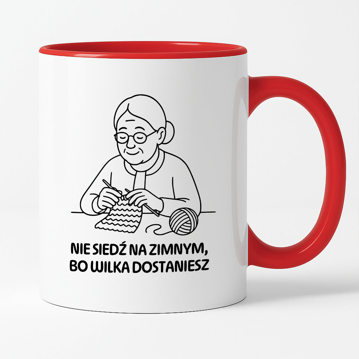 Kubek dla Babci / Dziadka - "Nie siedź na zimnym, bo wilka dostaniesz"
