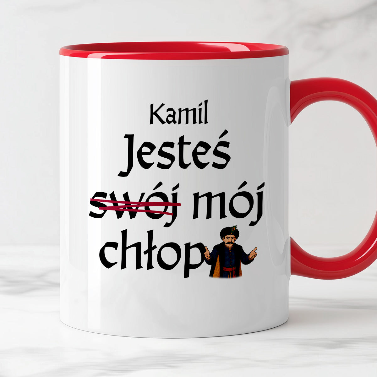 Kubek z nadrukiem "Jesteś (swój) mój chłop" SPERSONALIZOWANY v2